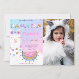 Fotoinbjudan till Llama Birthday Inbjudningar