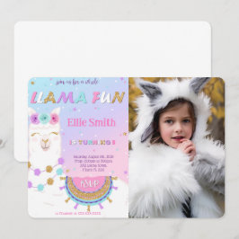 Fotoinbjudan till Llama Birthday Inbjudningar