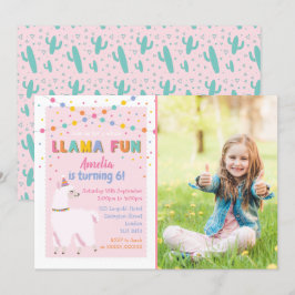 Fotoinbjudan till Llama Rosa Födelsedagsfest Inbjudningar