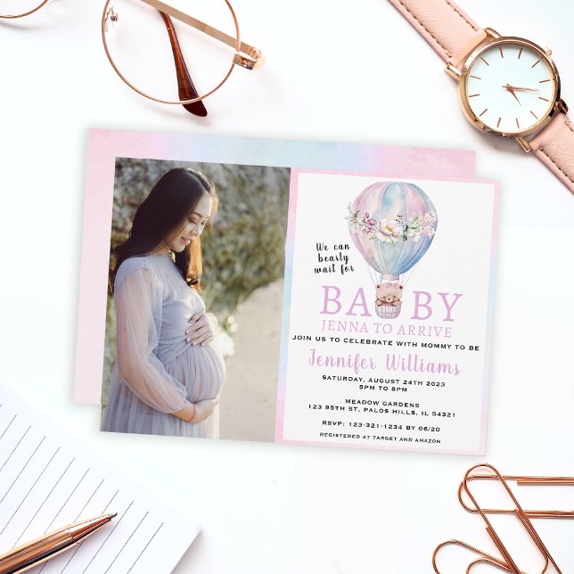 Fotoinbjudan till luftballongens babydusch inbjudningar (Skapare uppladdad)