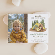Fotoinbjudan till lycklig Camper Guitar Bear Birth