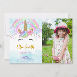 Fotoinbjudan till Magic Unicorn vatten Färg Inbjudningar