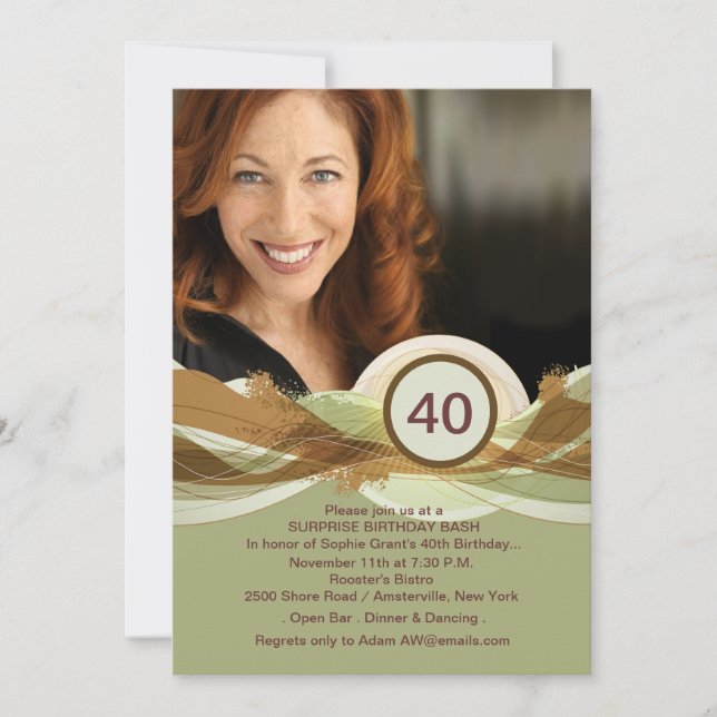 Fotoinbjudan till milstolpe-Grönten på födelsedage Inbjudningar (Framsida)