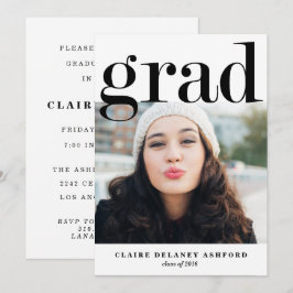 Fotoinbjudan till Modern Grad Typography Inbjudningar