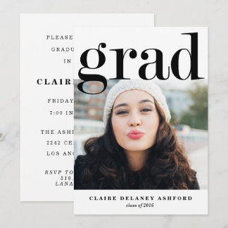 Fotoinbjudan till Modern Grad Typography Inbjudningar