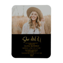 Fotoinbjudan till Modern Guld Script Grad Party i 