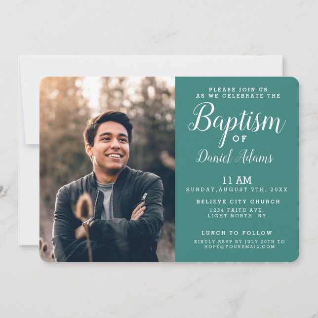 Fotoinbjudan till modern Vuxen Baptism Inbjudningar (Framsida)