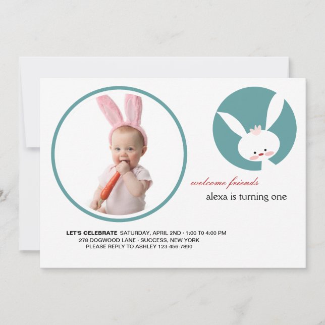 Fotoinbjudan till några Bunnys födelsedag Inbjudningar (Framsida)