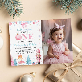 Fotoinbjudan till Nutcracker Rosa Fairy Birthday Inbjudningar