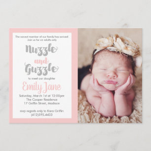 Fotoinbjudan till Nuzzle och Guzzle Baby Inbjudningar