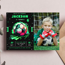Fotoinbjudan till nyfödelsedag för fotbollsspelare inbjudningar