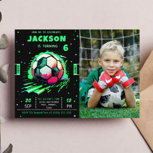 Fotoinbjudan till nyfödelsedag för fotbollsspelare inbjudningar