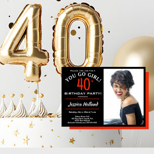 Fotoinbjudan till Party på 40:e födelsedagen Inbjudningar