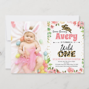 Fotoinbjudan till påskhare Girl First Birthday