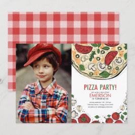 Fotoinbjudan till Pizza Party på födelsedagen Inbjudningar