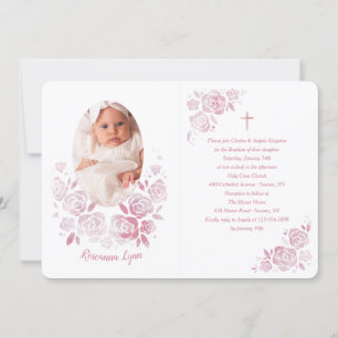 Fotoinbjudan till ro Cameo Baptism Inbjudningar