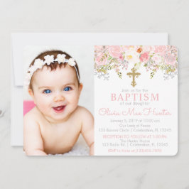 Fotoinbjudan till ro Garden Girl Baptism-foto Inbjudningar