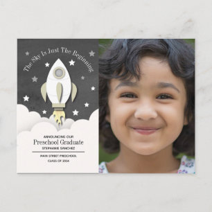 Fotoinbjudan till Rocket Preschool Studenten Postc Vykort