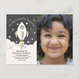 Fotoinbjudan till Rocket Preschool Studenten Postc Vykort