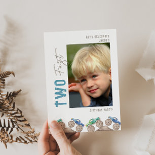 Fotoinbjudan till roligt Playful Monster Lastbilar Inbjudningar