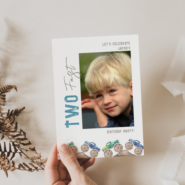 Fotoinbjudan till roligt Playful Monster Lastbilar Inbjudningar (Skapare uppladdad)