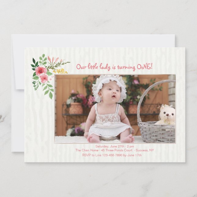 Fotoinbjudan till Rosa Expression Inbjudningar (Framsida)