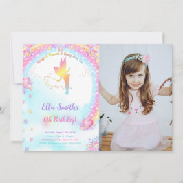 Fotoinbjudan till rosa Fairy Birthday Inbjudningar