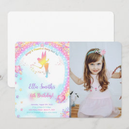 Fotoinbjudan till rosa Fairy Birthday Inbjudningar