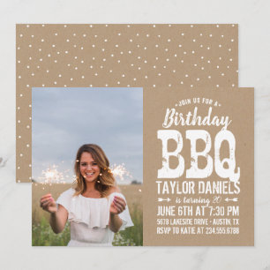 Fotoinbjudan till Rustic Kraft Birthday BBQ Inbjudningar