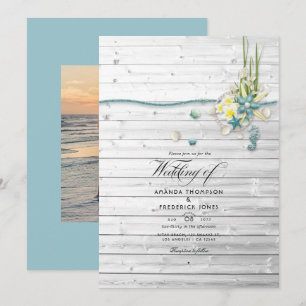 Fotoinbjudan till Rustic Summer Beach Wedding Inbjudningar