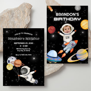 Fotoinbjudan till rymdplanetens astronaut inbjudningar