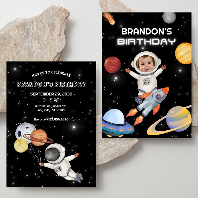 Fotoinbjudan till rymdplanetens astronaut inbjudningar (Skapare uppladdad)