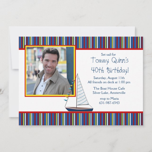 Fotoinbjudan till segelbåt inbjudningar (Framsida)