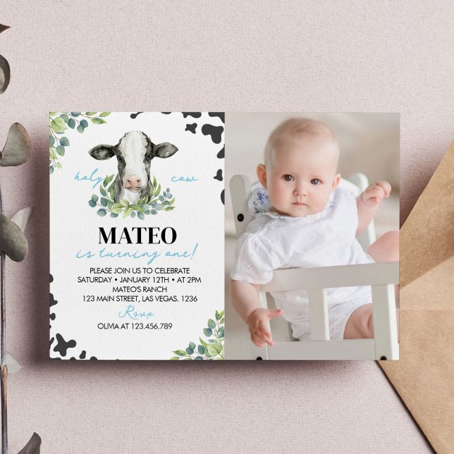 Fotoinbjudan till servergrupp första födelsedag tack kort (Skapare uppladdad)