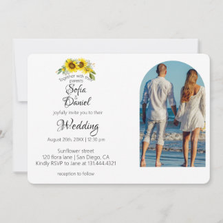 Fotoinbjudan till solrosfärglasyr med daisy elegan inbjudningar