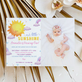 Fotoinbjudan till solskenstolerans på födelsedagsm tack kort