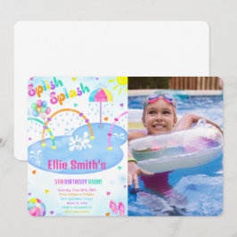 Fotoinbjudan till stänk Pad Birthday Inbjudningar