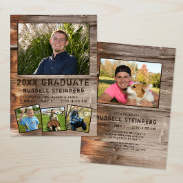 Fotoinbjudan till studenten Rustic Wood 5 Inbjudningar