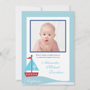 Fotoinbjudan till trendigets segelbåtsbaptism, två inbjudningar