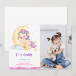Fotoinbjudan till Unicorn Birthday Inbjudningar