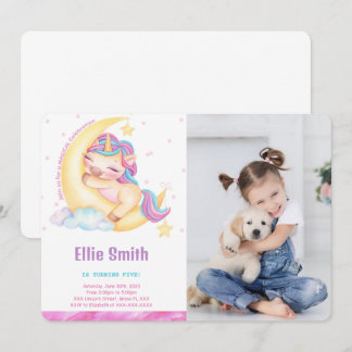 Fotoinbjudan till Unicorn Birthday Inbjudningar