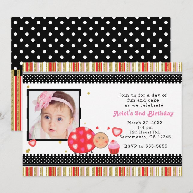 Fotoinbjudan till Valentines day Födelsedagsfest Inbjudningar (Fram/baksida)