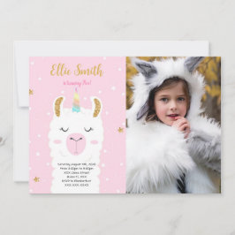 Fotoinbjudan till Vatten Färg Llama Inbjudningar