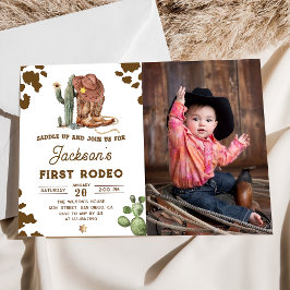 Fotoinbjudan till vilda western Rodeo Cowboy Birth Inbjudningar