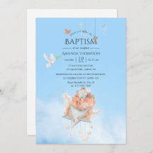 Fotoinbjudan till Watercolor Girl Angel Baptism-fo