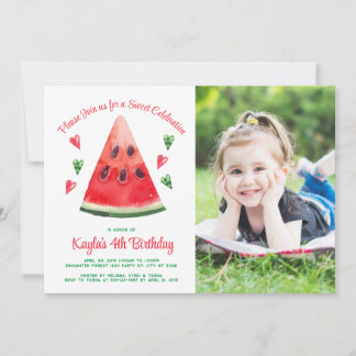 Fotoinbjudan till Watermelon Birthday Inbjudningar