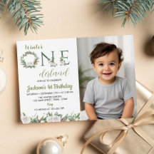 Fotoinbjudan till Winter Onederland Julafton födel