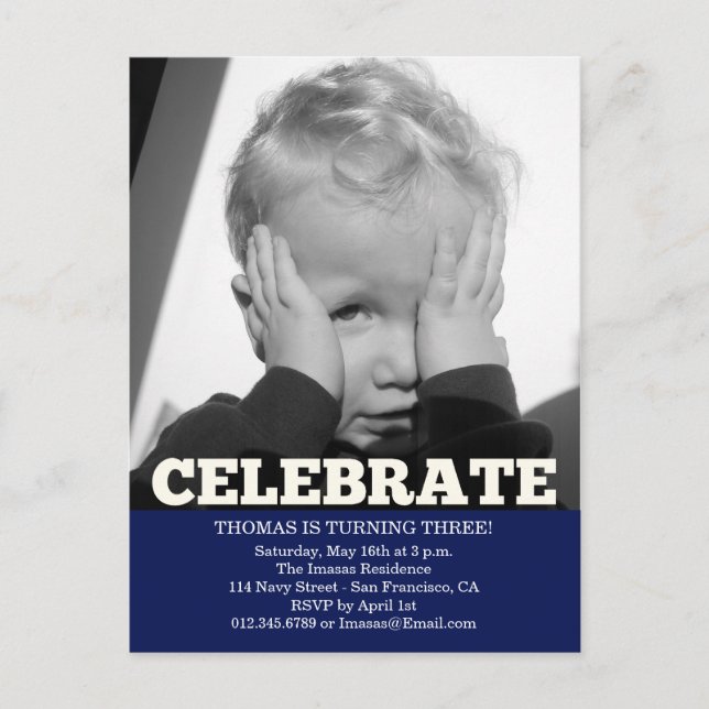 Fotoinbjudningar till Boy Födelsedagsfest Inbjudan Vykort (Framsida)