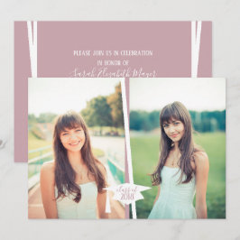 Fotoinbjudningar till Modern Rosa & White Studente Inbjudningar