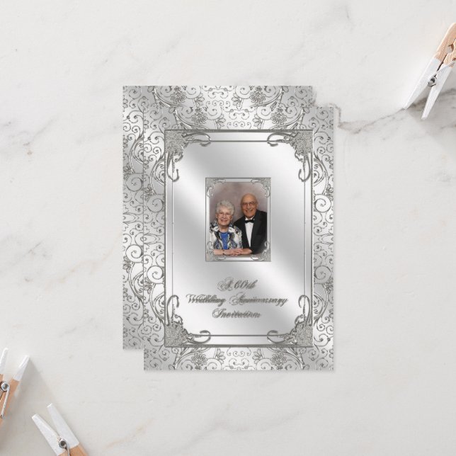 Fotoinbjudningskort för 60-års bröllopsdag inbjudningar (Fram/Back In Situ)